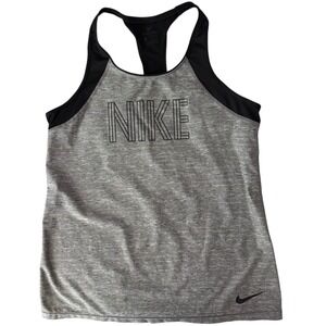 Nike Dri Fit Women's M Medium Racerback Tank Top Gray Black Athletic Workout